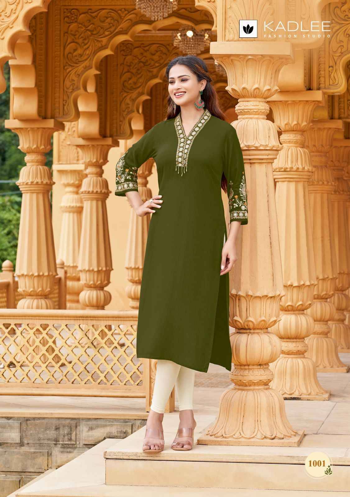 Ladlee Vol 2 By KADLEE 1001 to 1006 Series Designer Casuals Wear Collection Rayon Kurtis With Tread & Hand work At Wholesale Price